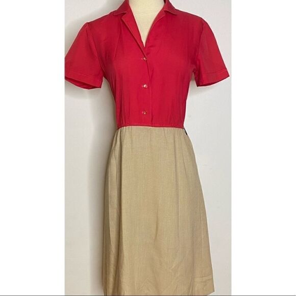Vintage 1980’s Colorblock Button Up Shirt Dress - Picture 2 of 5